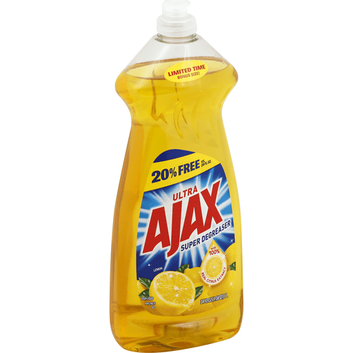 slide 1 of 2, Ajax Ultra Dish Liquid, Super Degreaser, Lemon, Bonus Size, 34 fl oz