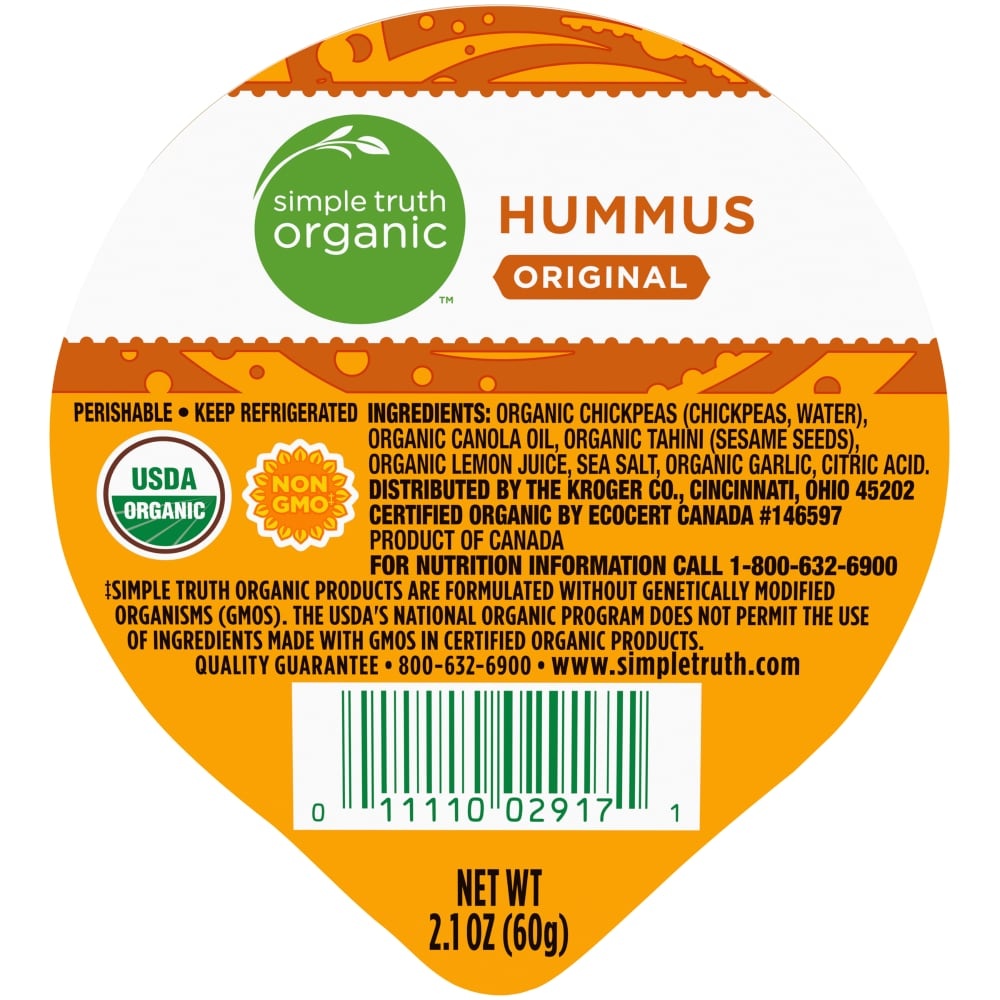 slide 1 of 1, Simple Truth Organic Original Hummus, 2.1 oz