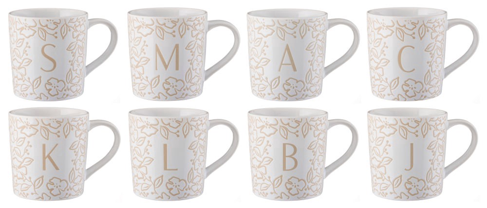 slide 2 of 2, Formation 18-Ounce Floral Monogram Mug - White, 18 oz