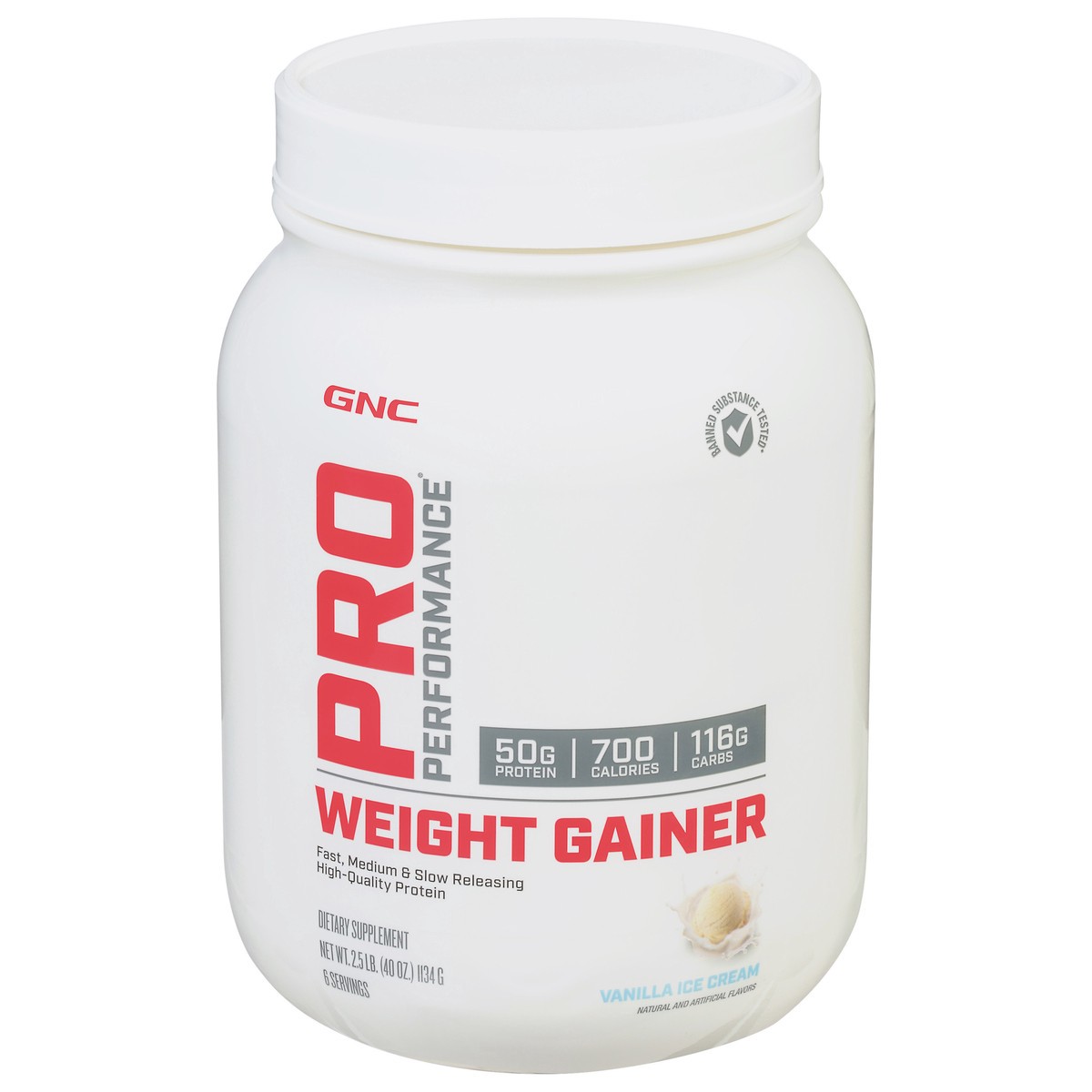 slide 13 of 13, GNC Pro Performance Vanilla Ice Cream Weight Gainer 2.5 lb, 2.5 lb