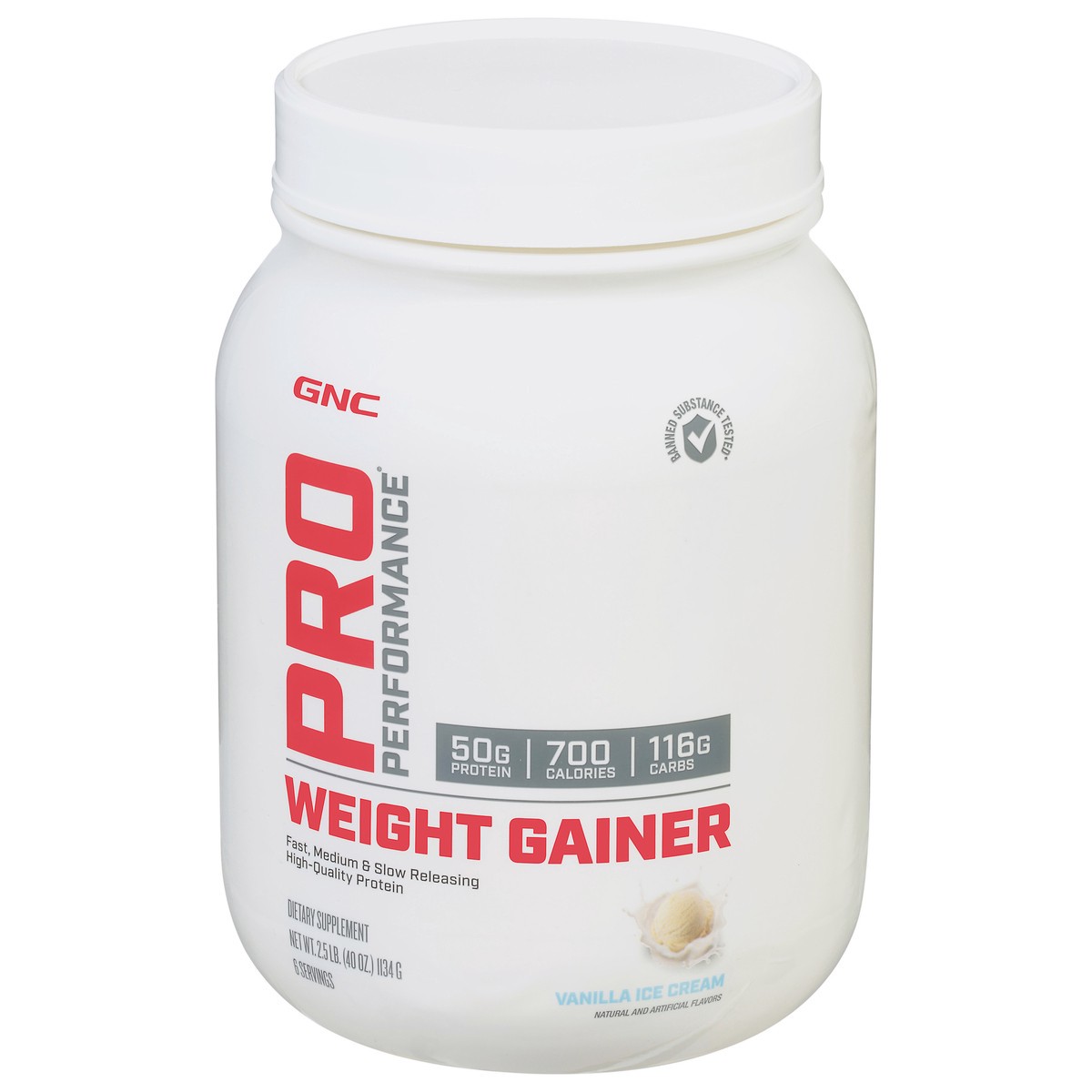 slide 10 of 13, GNC Pro Performance Vanilla Ice Cream Weight Gainer 2.5 lb, 2.5 lb