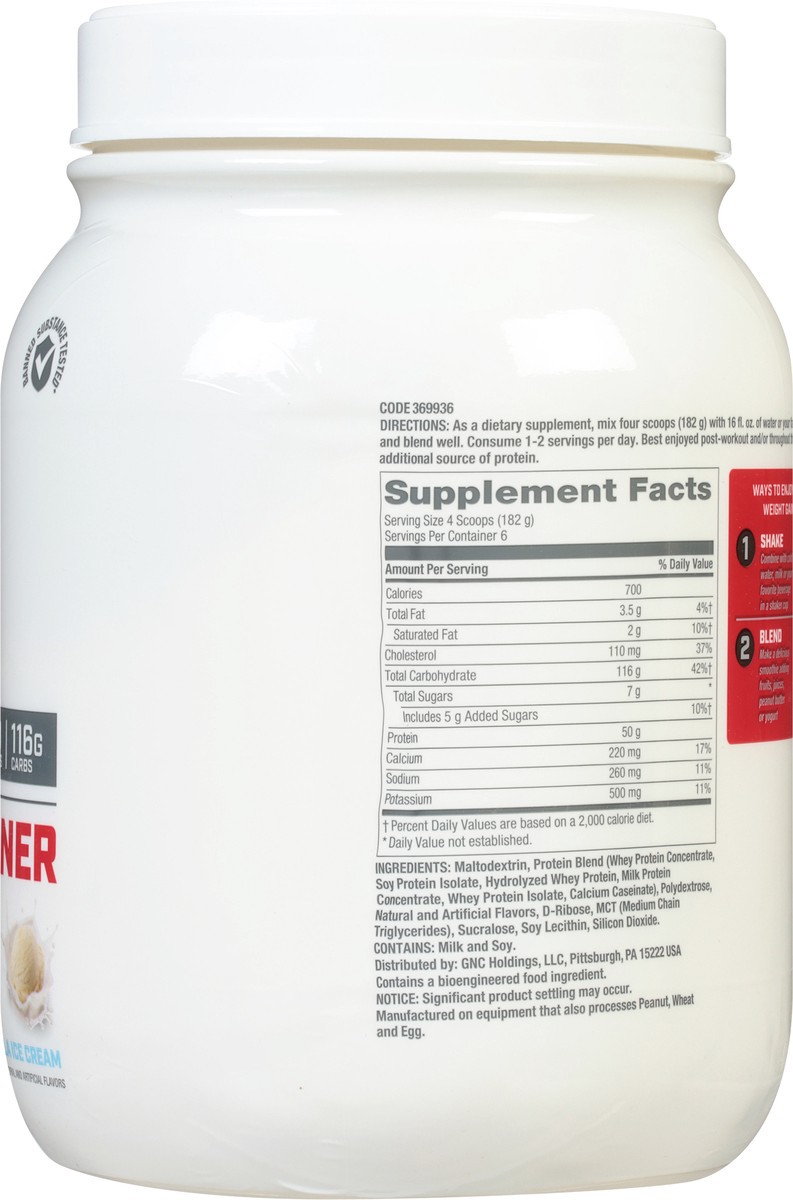 slide 9 of 13, GNC Pro Performance Vanilla Ice Cream Weight Gainer 2.5 lb, 2.5 lb