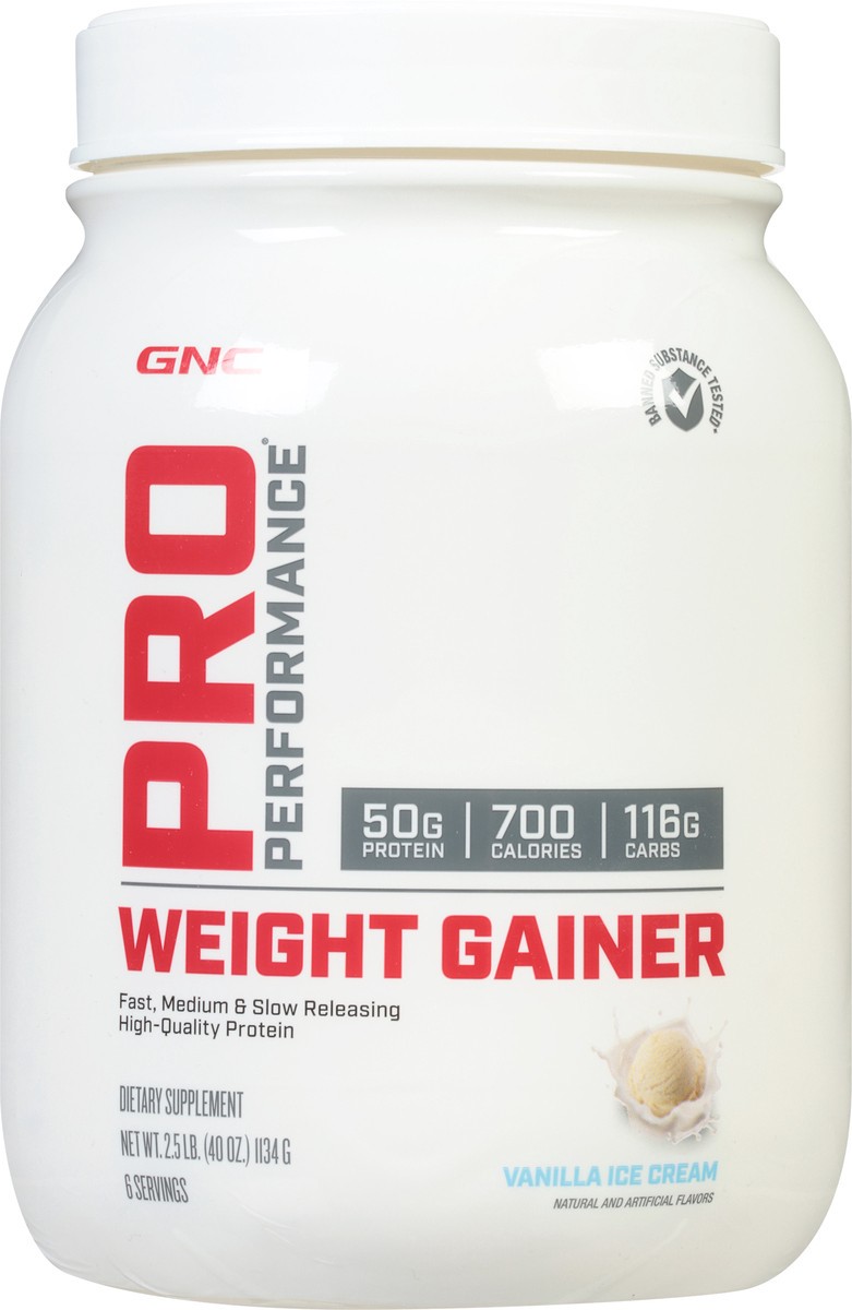 slide 5 of 13, GNC Pro Performance Vanilla Ice Cream Weight Gainer 2.5 lb, 2.5 lb