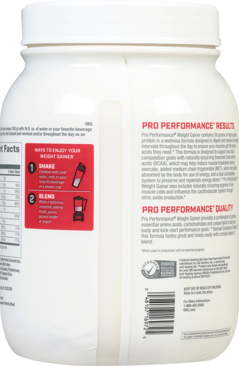 slide 3 of 13, GNC Pro Performance Vanilla Ice Cream Weight Gainer 2.5 lb, 2.5 lb