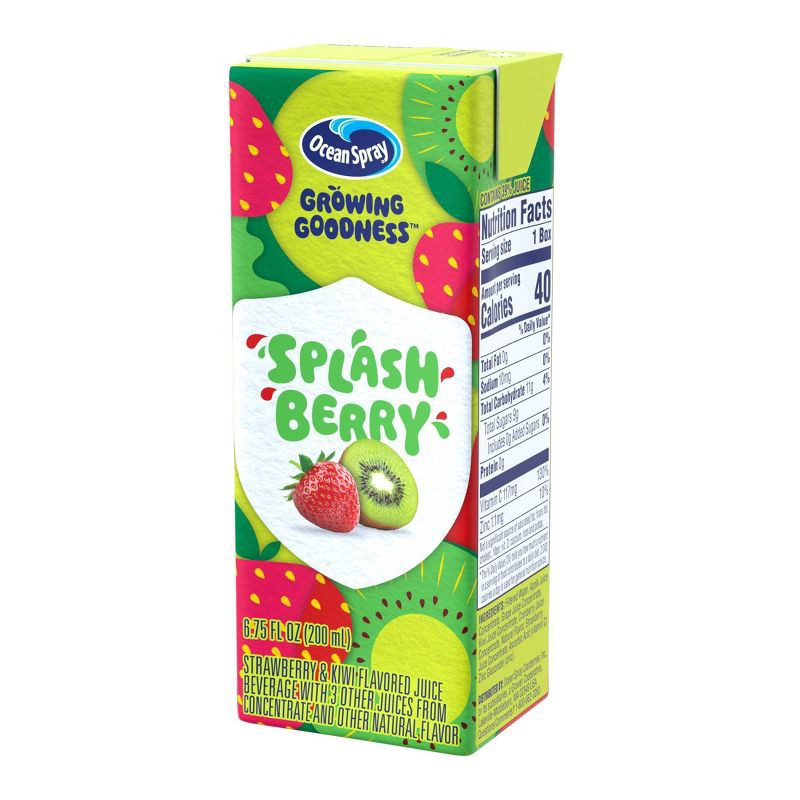 slide 2 of 5, Ocean Spray Growing Goodness Cranberry Strawberry Kiwi Flavor Juice Beverage 8 ea, 8 ct