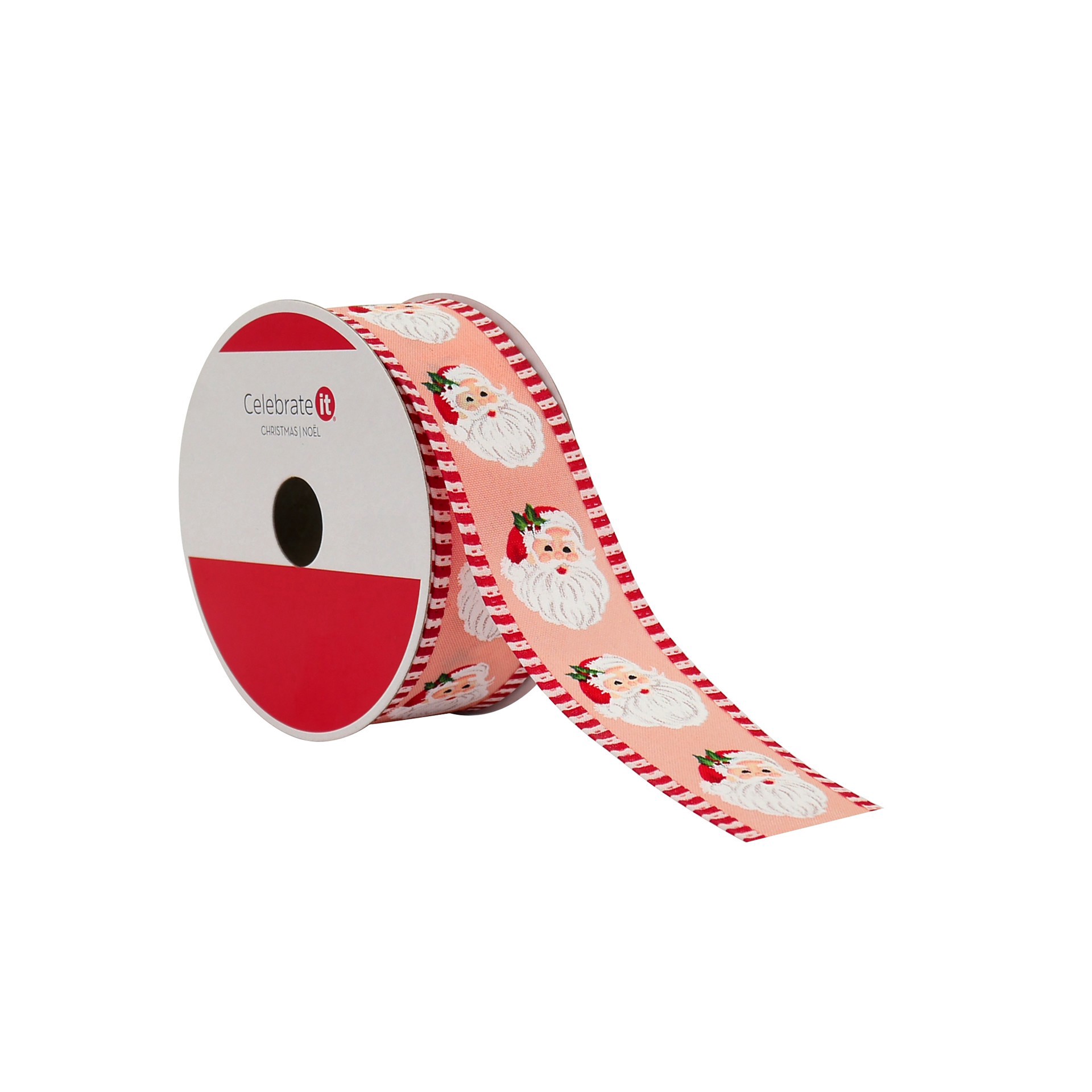 slide 3 of 3, 1.5" X 30ft. Holly Jolly Santa Wired Taffeta Ribbon By Celebrate It, 1.5 in x 30 ft