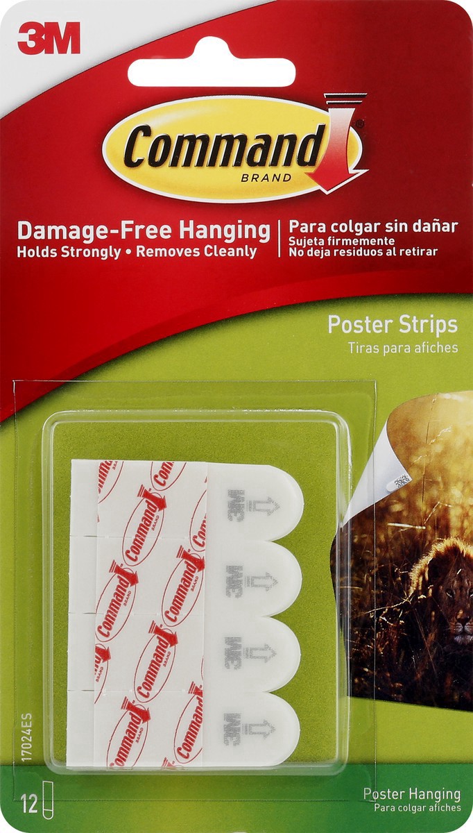 slide 7 of 10, 3M Command Poster Damage-Free Hanging Strips, 12 ct