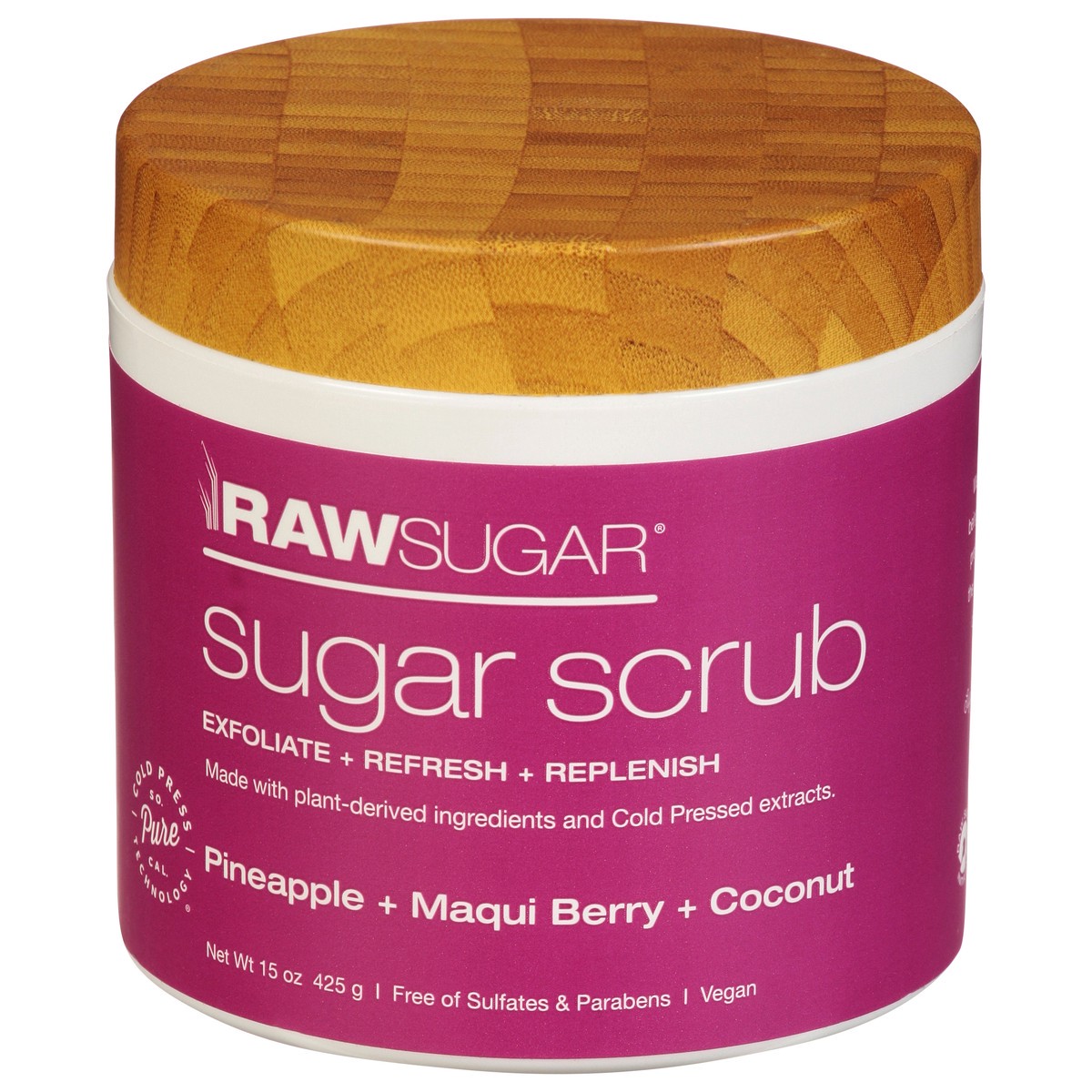 slide 1 of 13, Raw Sugar Sugar Scrub Pineapple + Maqui Berry + Coconut, 15 fl oz