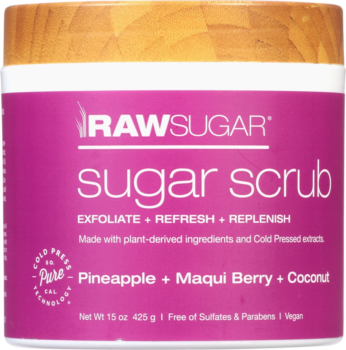 slide 11 of 13, Raw Sugar Sugar Scrub Pineapple + Maqui Berry + Coconut, 15 fl oz