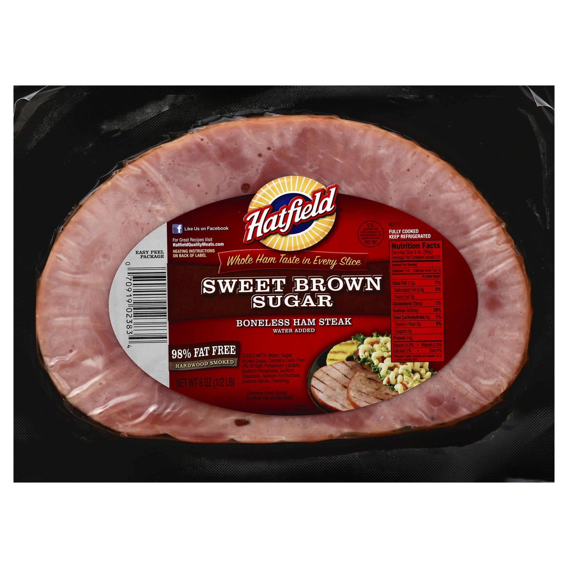 slide 1 of 1, Hatfield Sweet Brown Sugar Boneless Ham Steak, 8 oz