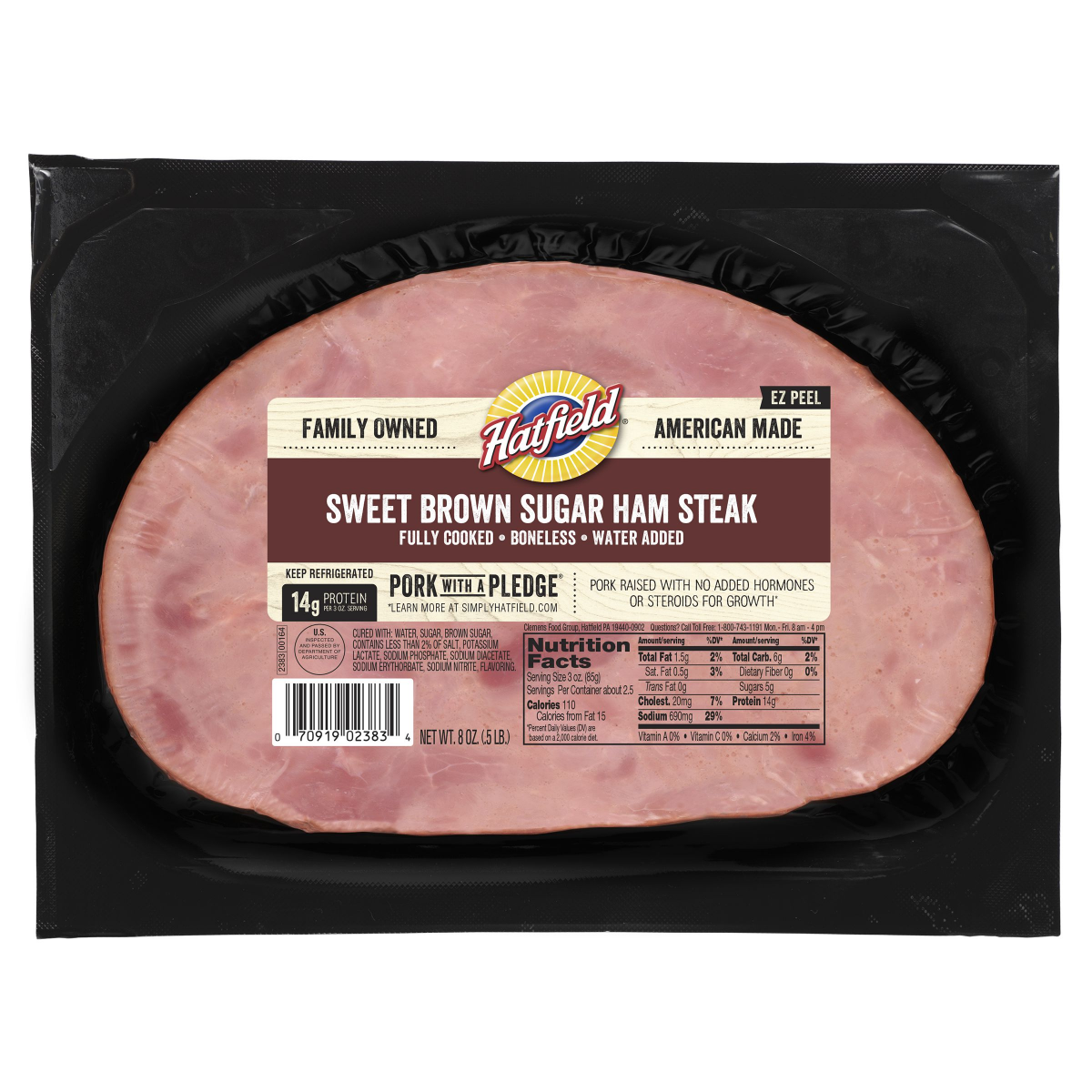 slide 1 of 9, Hatfield Sweet Brown Sugar Ham Steak 8 oz, 8 oz