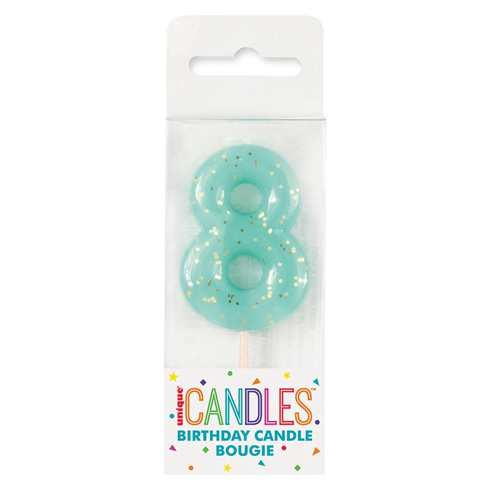 slide 1 of 1, Unique Mini Multi Color Glitter Birthday Candle #8, 1 ct