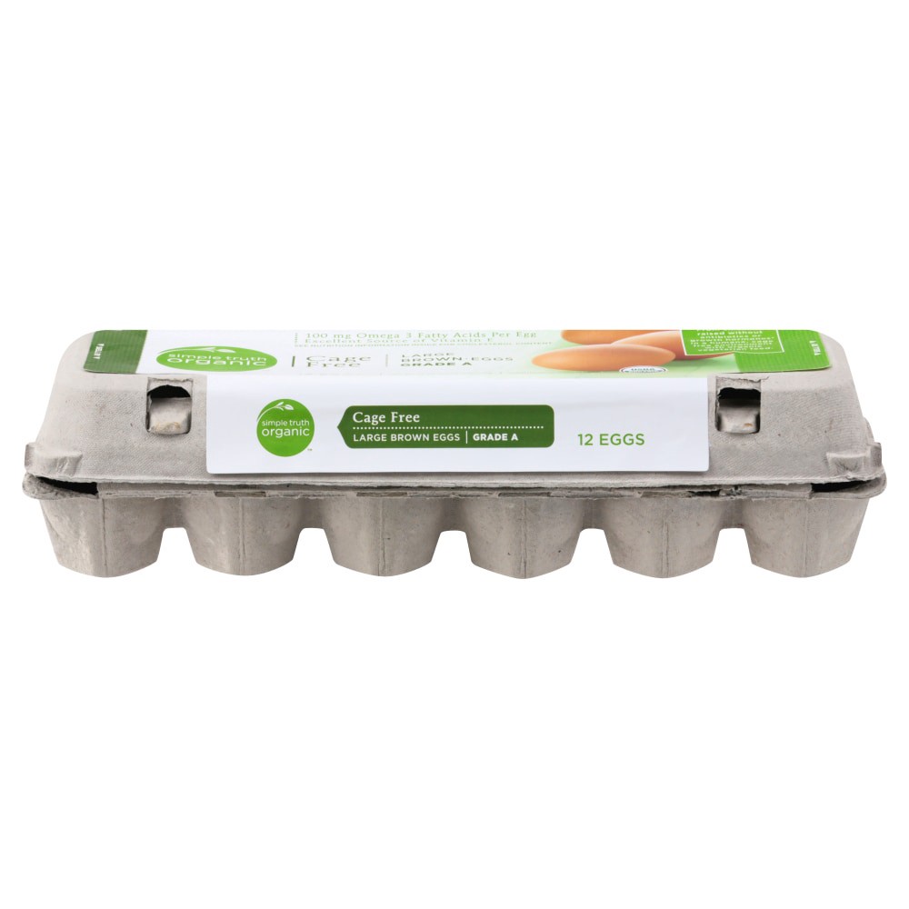 slide 1 of 2, Simple Truth Organic Cage Free Grade A Large Brown Eggs, 12 ct