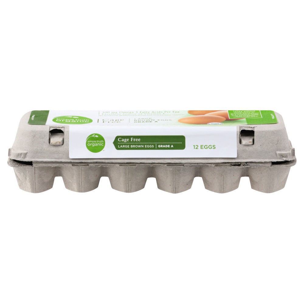 slide 1 of 2, Simple Truth Organic Cage Free Grade A Large Brown Eggs, 12 ct