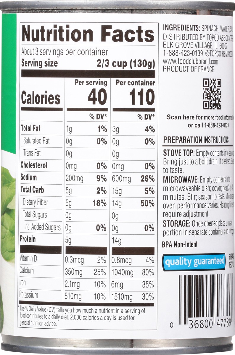 slide 4 of 9, Food Club Chopped Spinach 13.5 oz, 13.50 oz