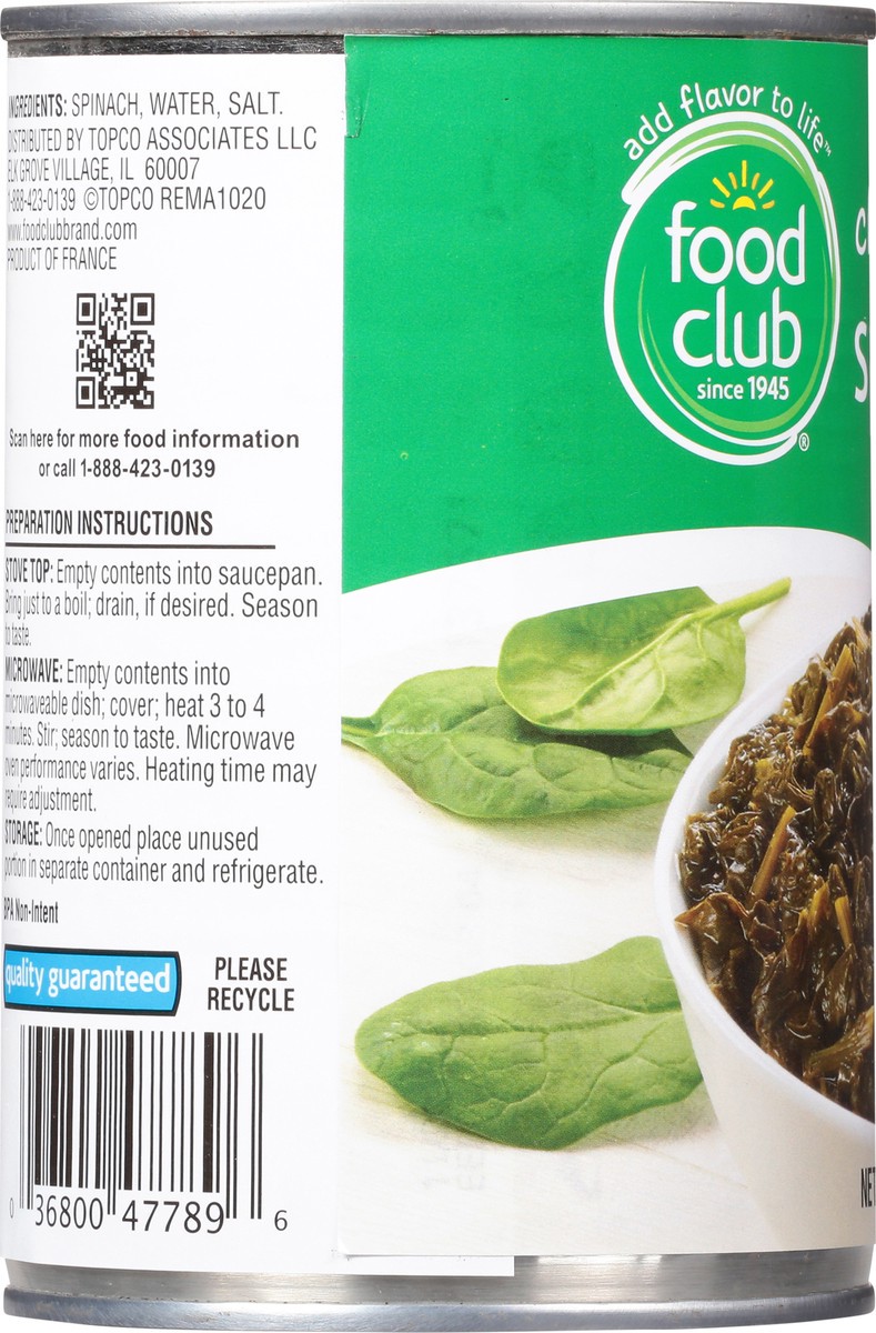 slide 9 of 9, Food Club Chopped Spinach 13.5 oz, 13.50 oz