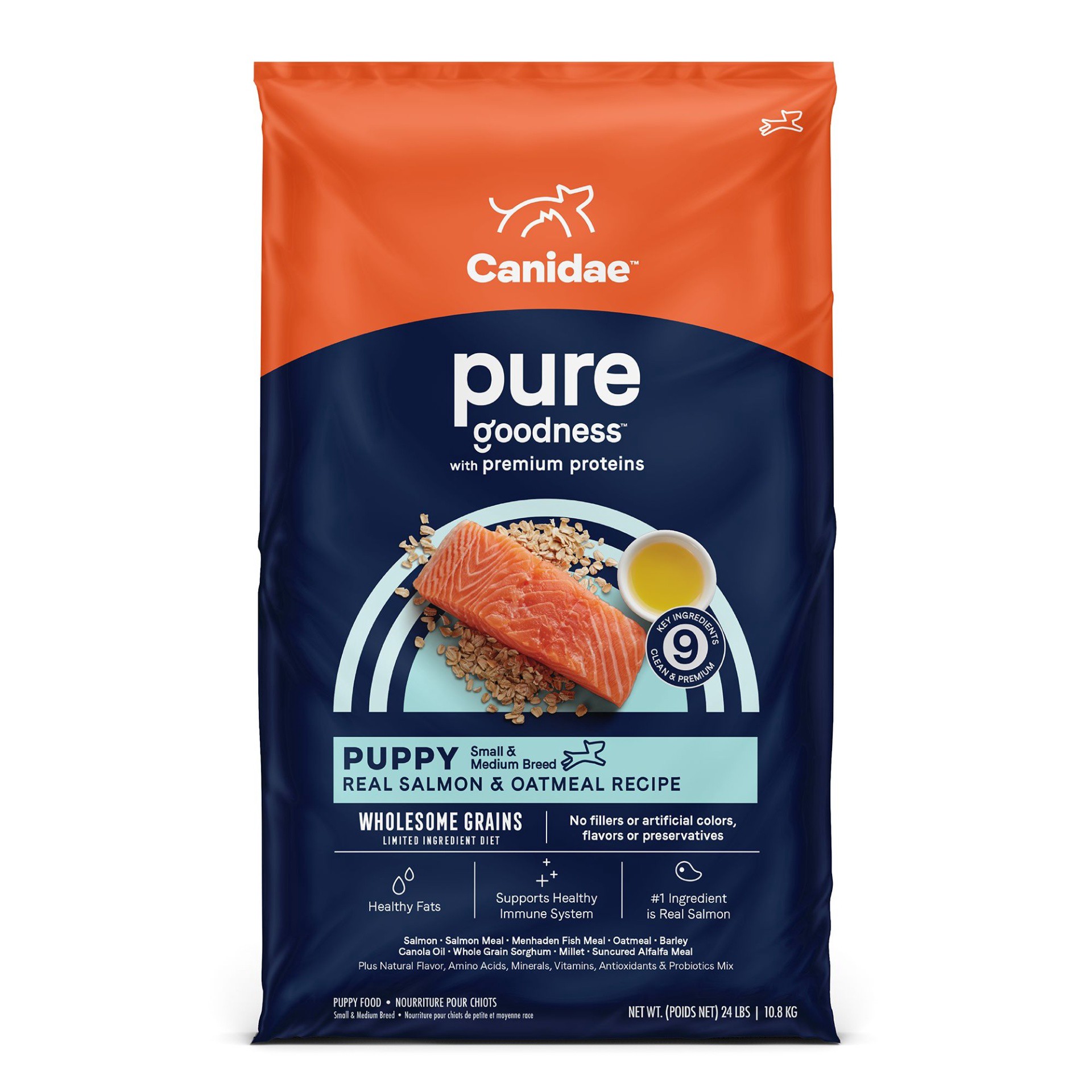 slide 1 of 1, CANIDAE PURE Puppy Real Salmon & Oatmeal Recipe Dry Food, 24 lb