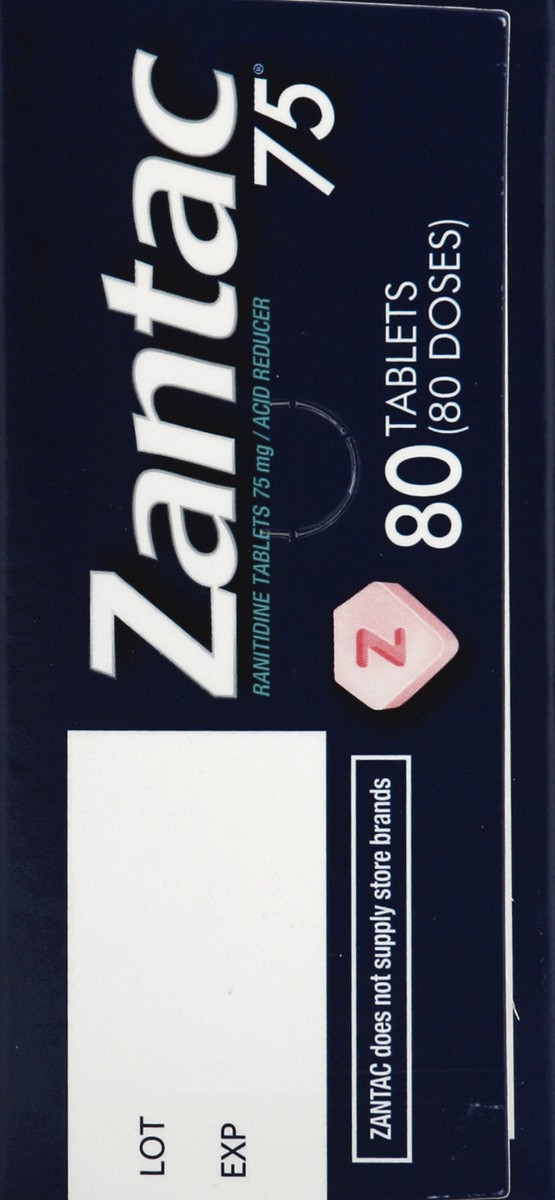 slide 3 of 6, Zantac Acid Reducer, 75 mg, Tablets, 80 ct