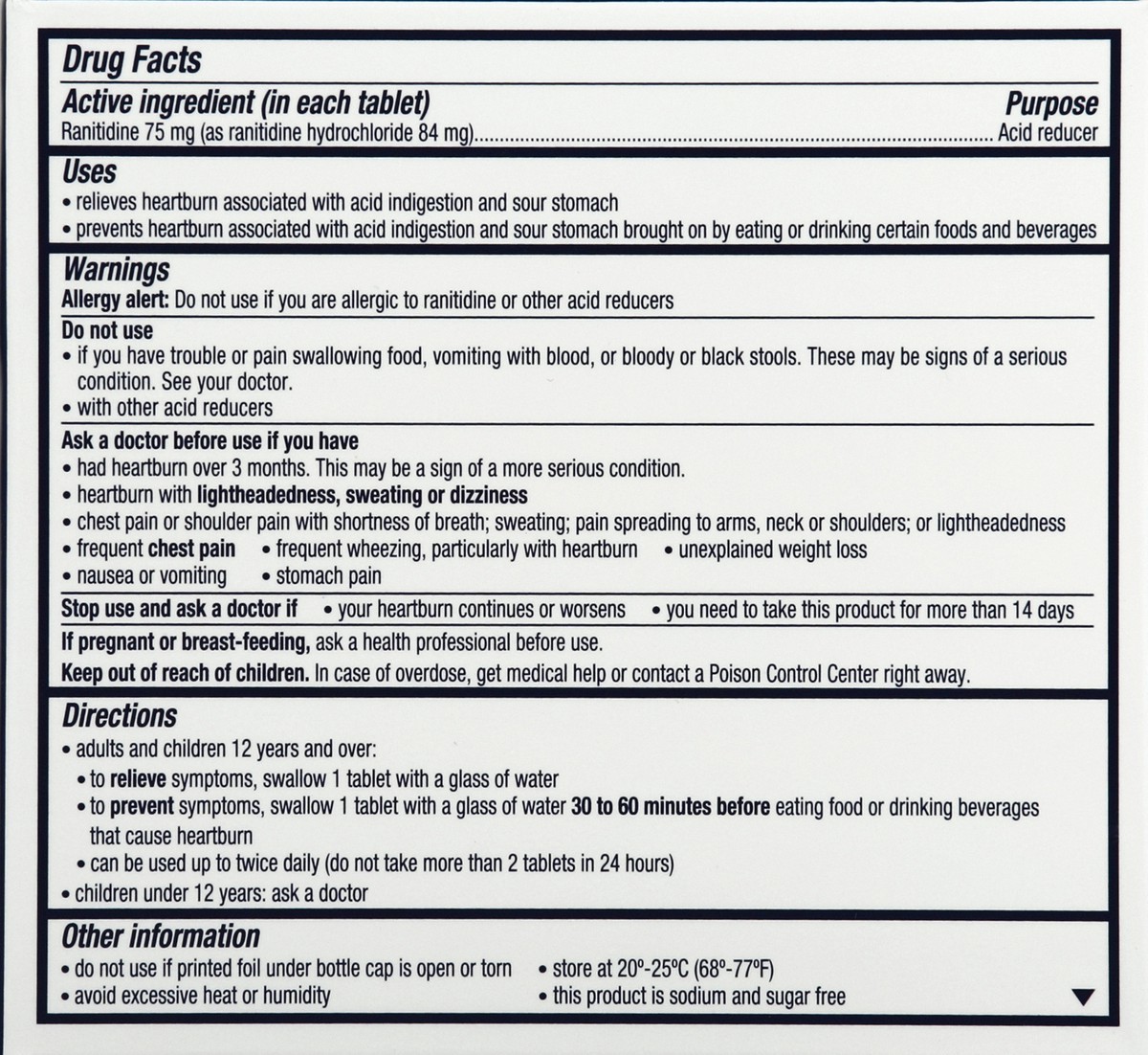 slide 6 of 6, Zantac Acid Reducer, 75 mg, Tablets, 80 ct