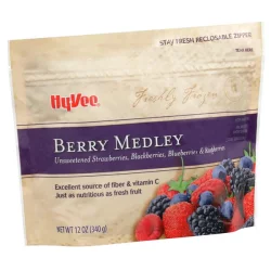 Hy-vee Freshly Frozen Unsweetened Berry Medley Strawberries, Blackberries, Blueberries & Raspberries