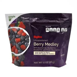 Hy-vee Freshly Frozen Unsweetened Berry Medley Strawberries, Blackberries, Blueberries & Raspberries