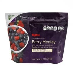 Hy-vee Freshly Frozen Unsweetened Berry Medley Strawberries, Blackberries, Blueberries & Raspberries