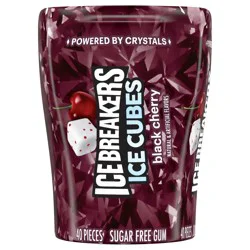 ICE BREAKERS Ice Cubes Black Cherry Sugar Free Chewing Gum Bottle, 3.24 oz (40 Pieces)
