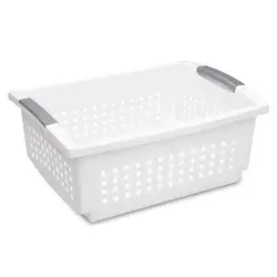 Sterilite Large Stacking Basket White with Grey Handles