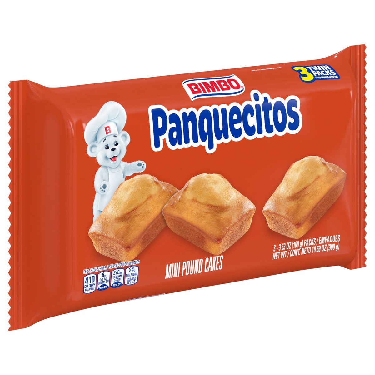 slide 7 of 9, Bimbo Panquecitos Plain Pound Cakes, 3 twin packs, Soft Mini Pound Cakes, 10.59 oz Tray, 3 ct