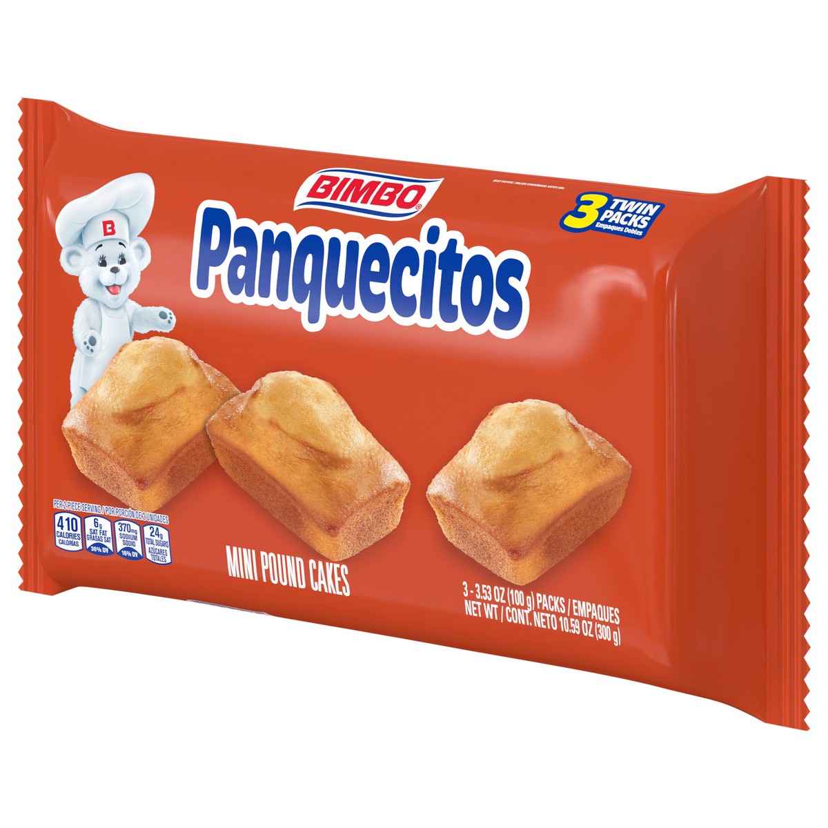 slide 2 of 9, Bimbo Panquecitos Plain Pound Cakes, 3 twin packs, Soft Mini Pound Cakes, 10.59 oz Tray, 3 ct