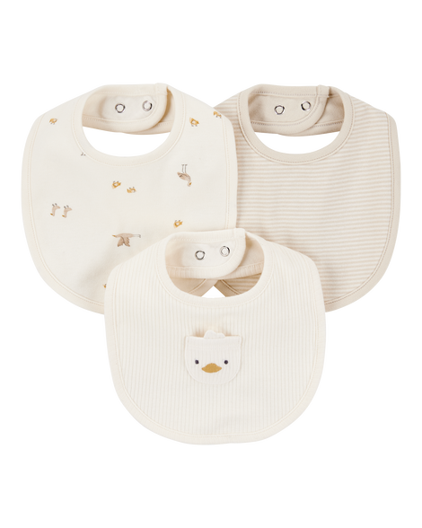 slide 1 of 3, Carter's Baby 3-Pack Duck Bibs Ivory OSZ, 1 ct