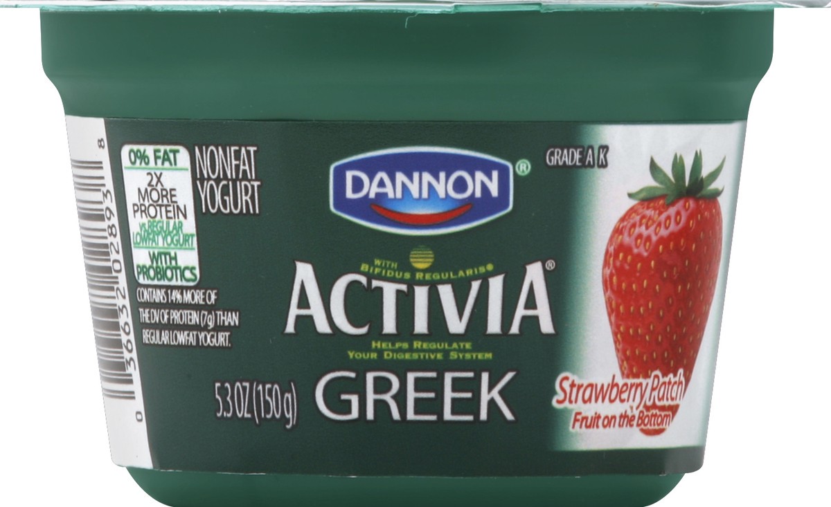 slide 3 of 3, Activia Yogurt, Greek, Nonfat, Fruit on the Bottom, Strawberry, 5.3 oz