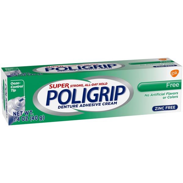 slide 1 of 1, Poligrip Denture Adhesive Cream, 1.4 oz