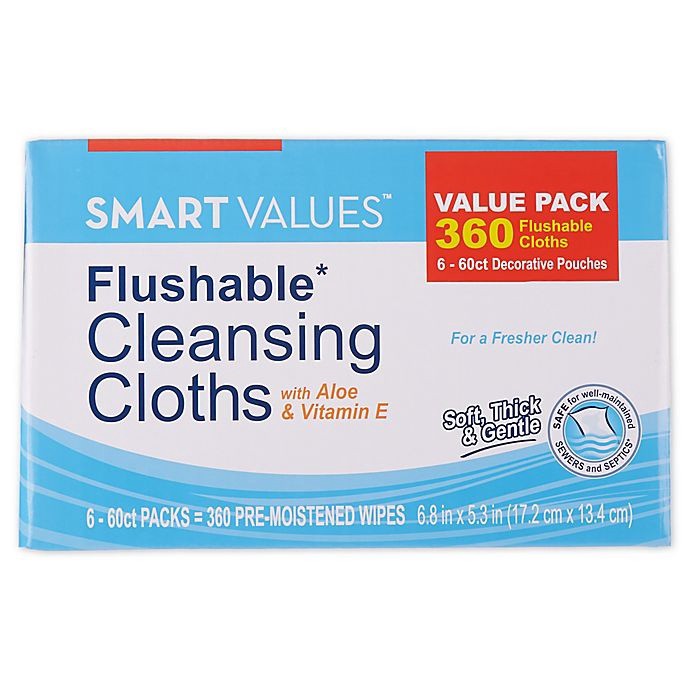 slide 1 of 3, Smart Values 60-Count Flushable Moist Wipes, 6 pk; 60 ct