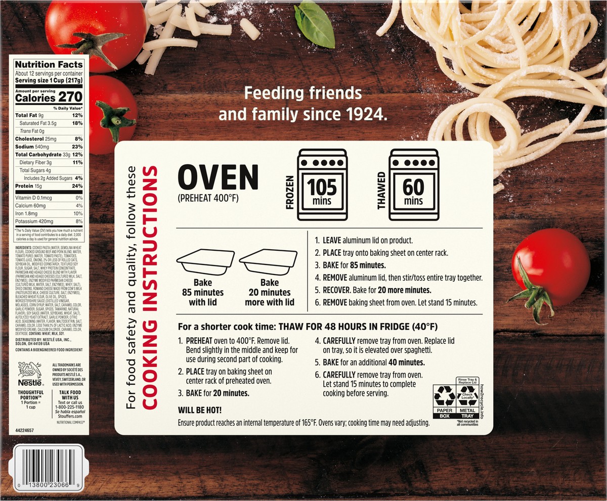 slide 8 of 14, Stouffer's Party Size Spaghetti and Meatballs Frozen Meal, 90 oz