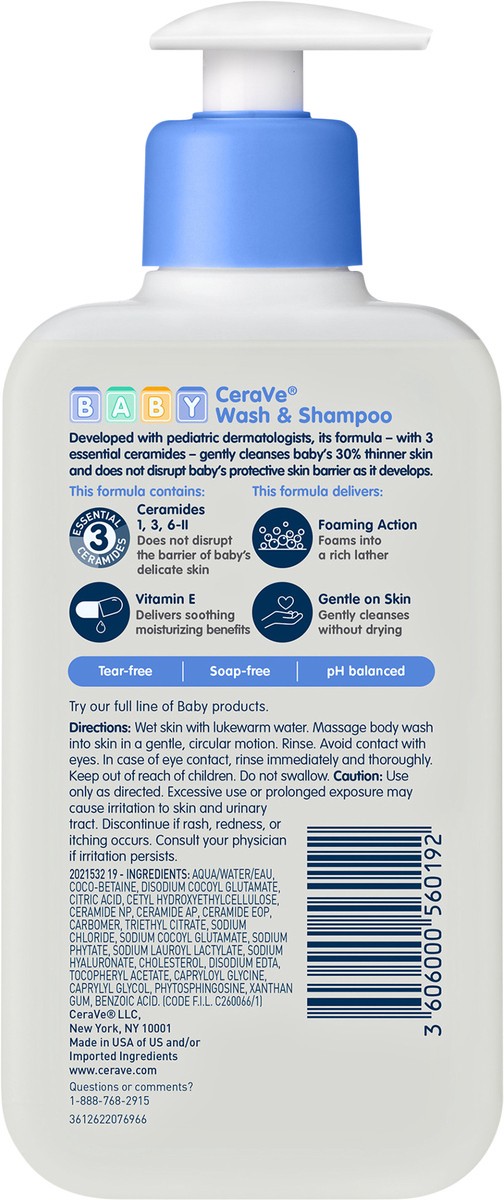 slide 4 of 7, CeraVe Baby Gentle Bath Wash and Shampoo - 8 fl oz, 8 fl oz