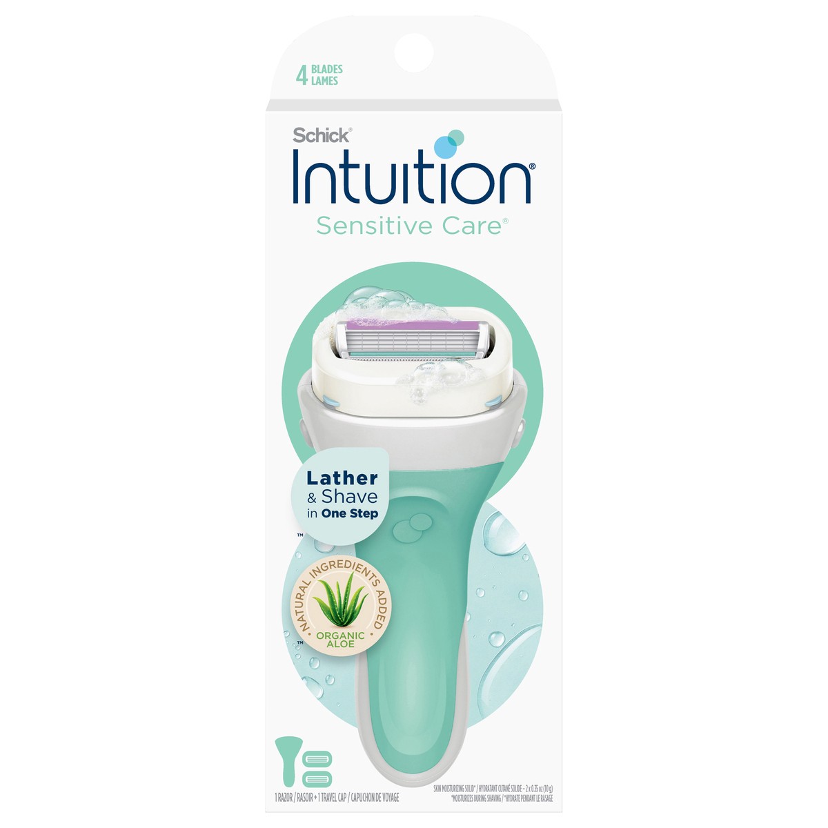 slide 1 of 8, Schick Intuition Sensitive Care With Natural Aloe Women's Four-Blade Razor Kit, 1 ct