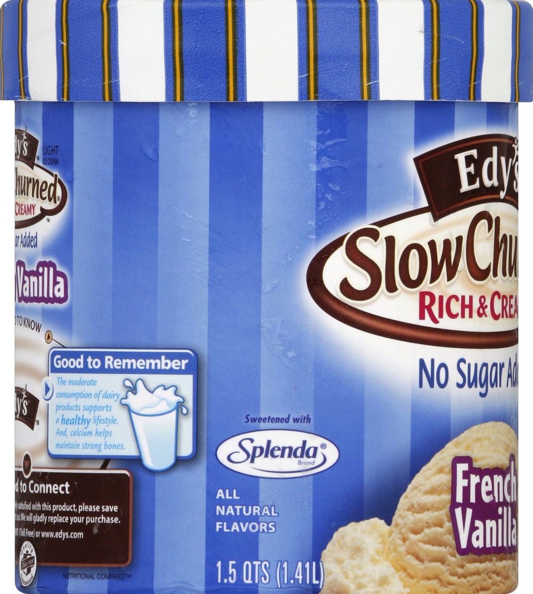 slide 3 of 6, Edy's Slow Churned Rich & Creamy No Sugar Added French Vanilla, 48 oz