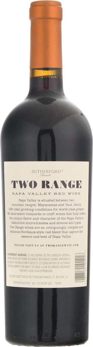 slide 5 of 9, Two Range Napa Valley Red Wine 750 ml, 750 ml