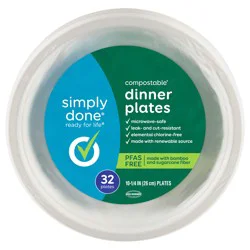 Simply Done Compostable 10.25 Inch Dinner Plates 32 Each