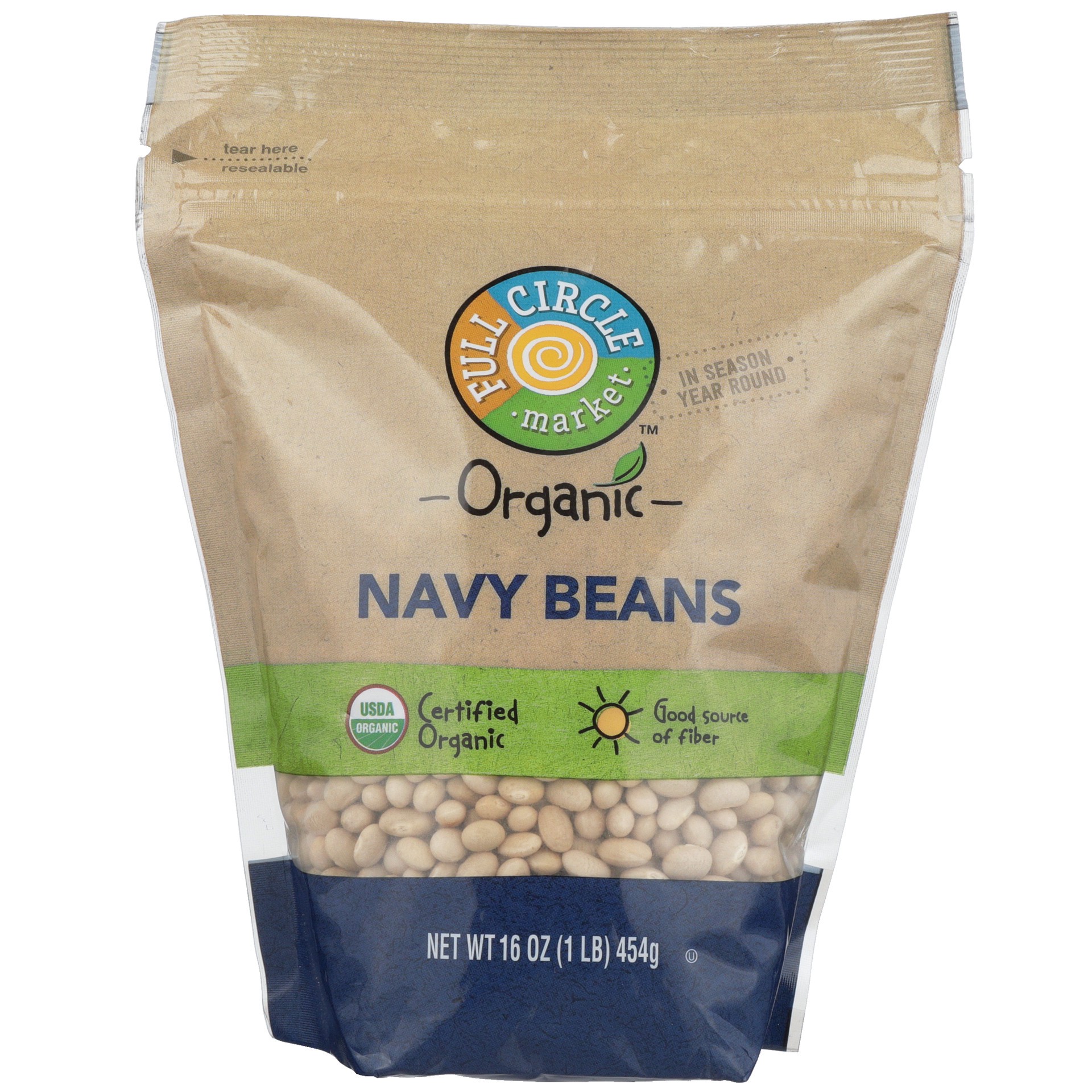 slide 1 of 6, Full Circle Market Organic Navy Beans, 16 oz