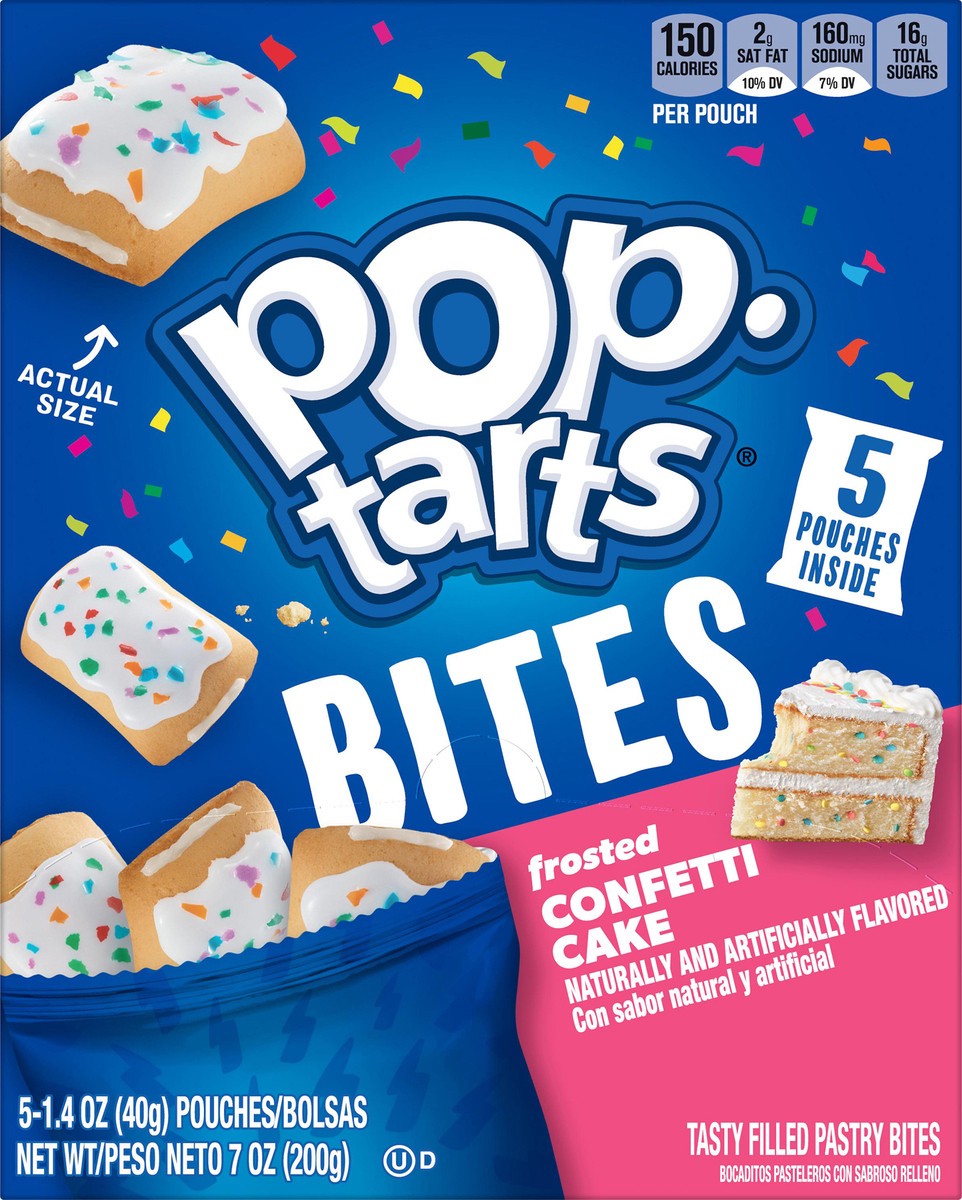 slide 3 of 12, Pop-Tarts Bites Baked Pastry Bites, Frosted Confetti Cake, 7 oz, 5 Count, 7 oz