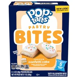 Pop-Tarts Baked Pastry Bites, Kids Snacks, School Lunch, Frosted Confetti Cake, 7oz Box, 5 Pouches
