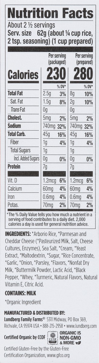 slide 4 of 9, Lundberg Family Farms Organic Creamy Parmesan Risotto 5.5 oz, 5.5 oz