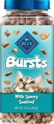 Blue Buffalo Bursts Crunchy Cat Treats, Seafood 12-oz Tub