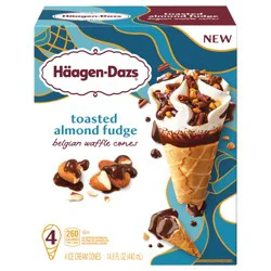 Haagen-Dazs Haagen Dazs, Belgian Waffle Cone Toasted Almond Fudge, 6 Ct