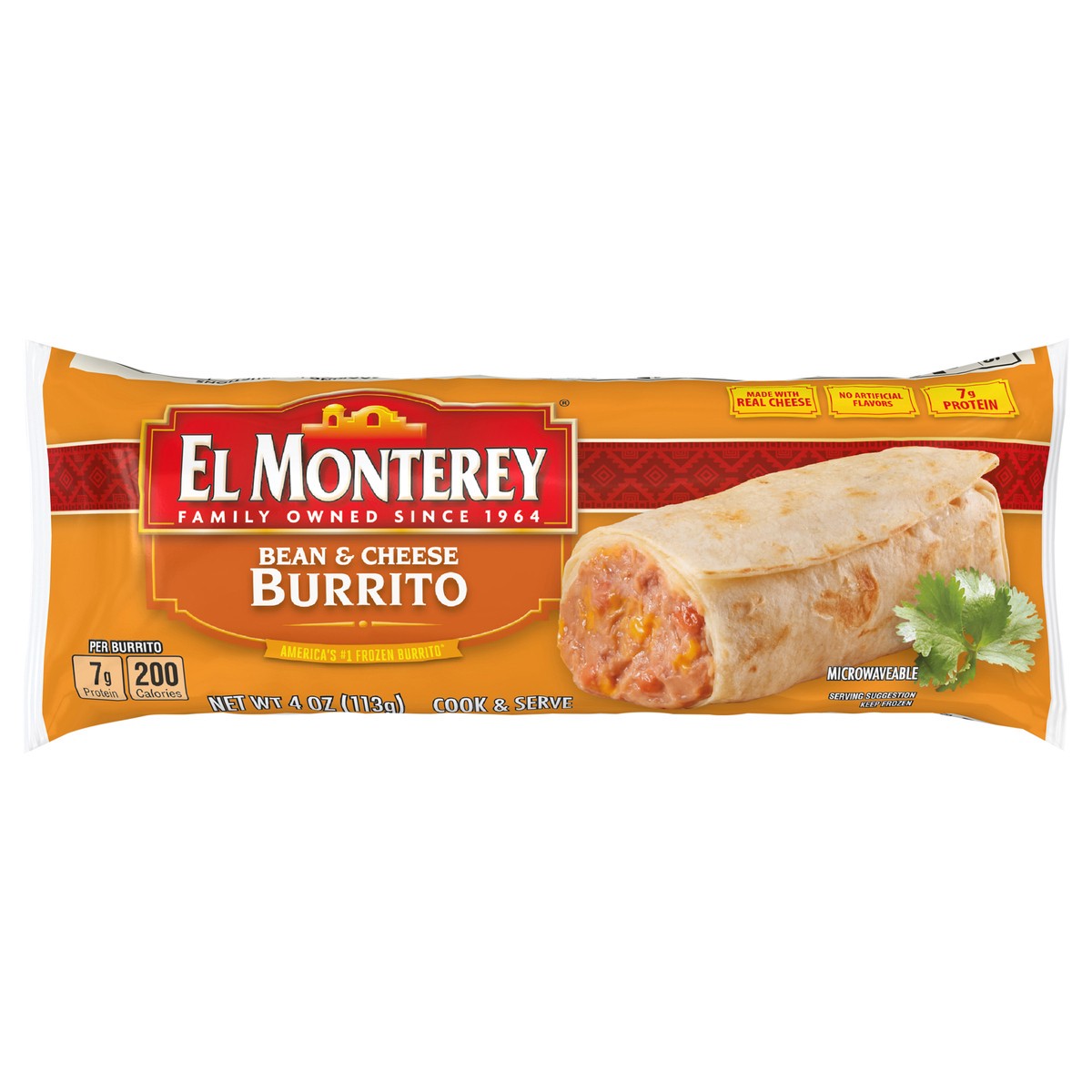 slide 4 of 12, El Monterey Bean & Cheese Burrito 4oz Single Serve, 4 oz