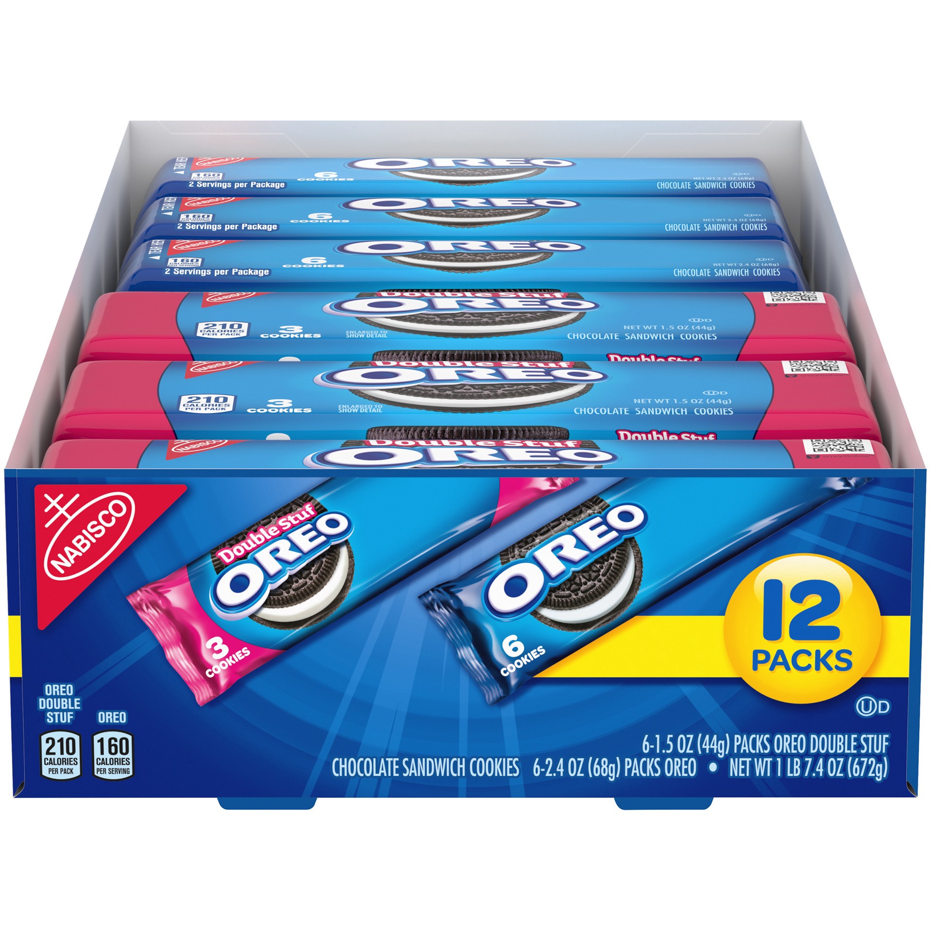 slide 1 of 10, Oreo Classic & Double Stuff Chocolate Sandwich Cookies - Variety Pack, 12 ct