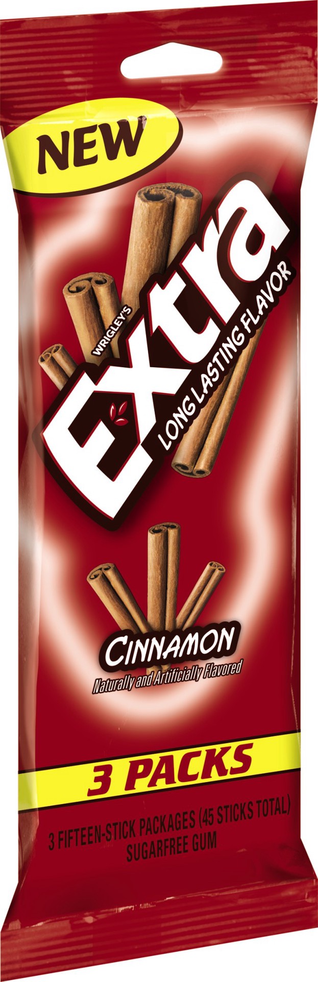 slide 1 of 6, EXTRA Gum Cinnamon Sugar Free Chewing Gum Bulk Pack, 15 Stick (Pack of 3), 3 ct