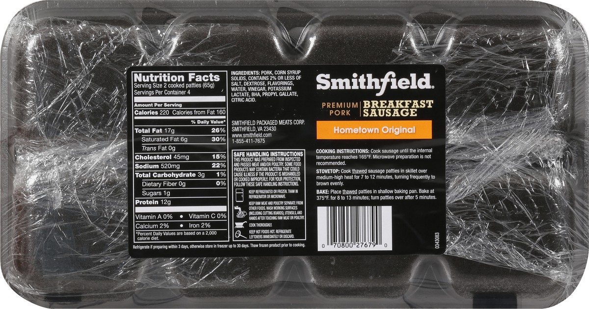 slide 8 of 9, Smithfield Hometown Original Breakfast Sausage 8 ea, 8 ct